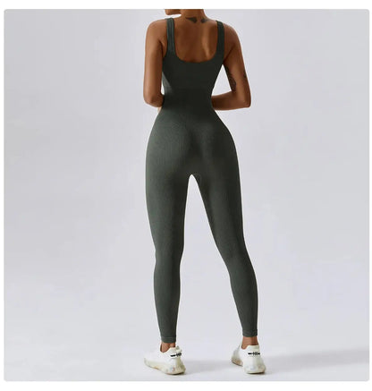 Sleeveless Active Gym Jumpsuit | Wide Strap Seamless