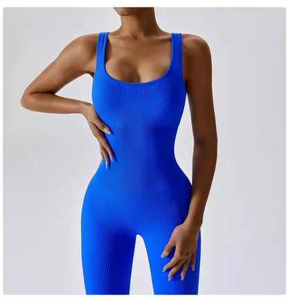 Sleeveless Active Gym Jumpsuit | Wide Strap Seamless