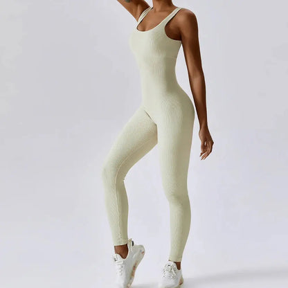 Sleeveless Active Gym Jumpsuit | Wide Strap Seamless