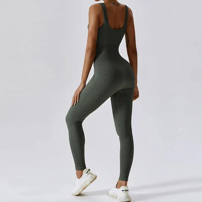 Sleeveless Active Gym Jumpsuit | Wide Strap Seamless