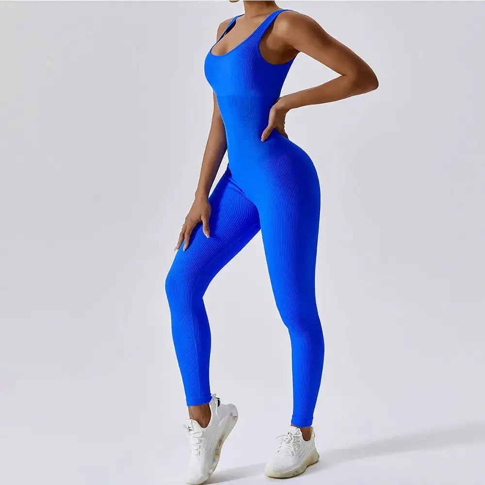 Sleeveless Active Gym Jumpsuit | Wide Strap Seamless