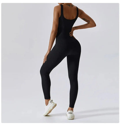 Sleeveless Active Gym Jumpsuit | Wide Strap Seamless